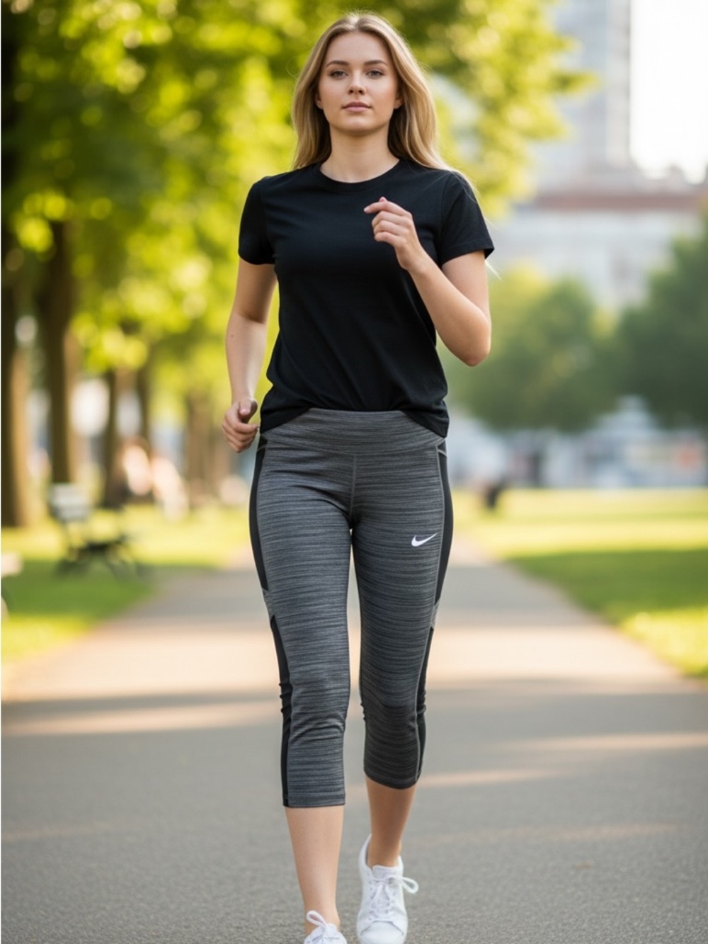 Nike Dri-FIT Gray Space Dye Mesh Panel Cropped Leggings - Size M